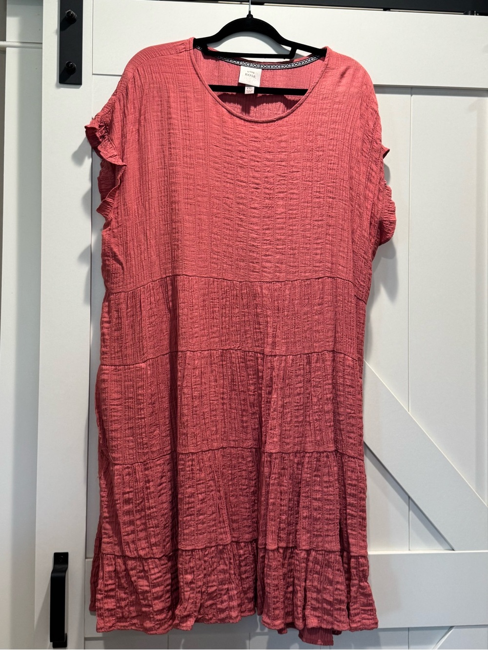 Knox Rose Rusty Coral Tiered Short Sleeve Dress